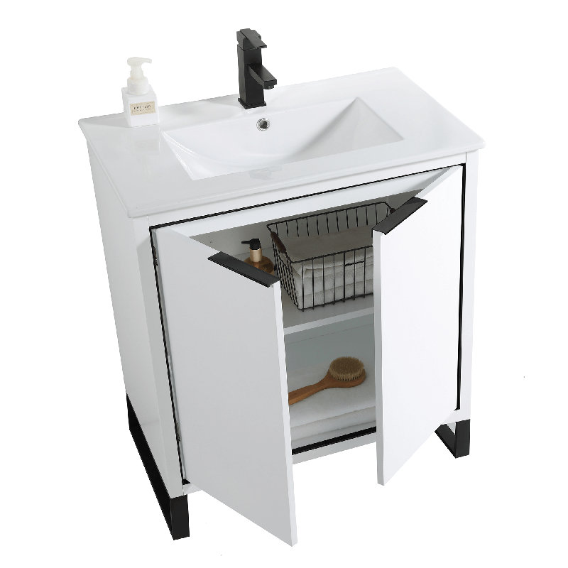 Ensemble de meuble-lavabo simple 30 po, Blanc, Noir mat
