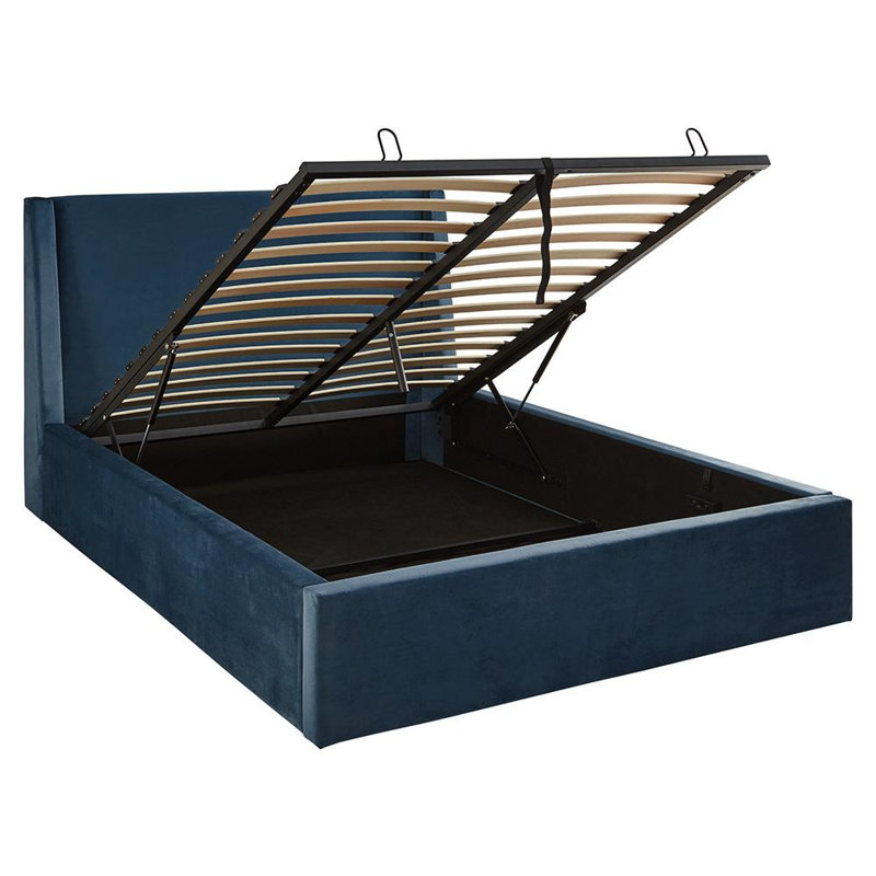Jayne Upholstered Ottoman Bed, Blue, Double (4'6)