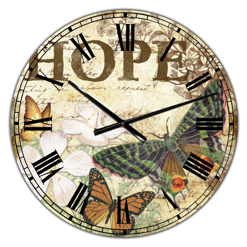 Horloge murale Inspirational Butterflies Hope, Surdimensionné