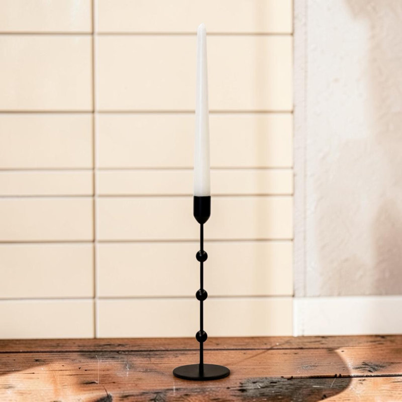 Large Black Metal Single Candlestick
