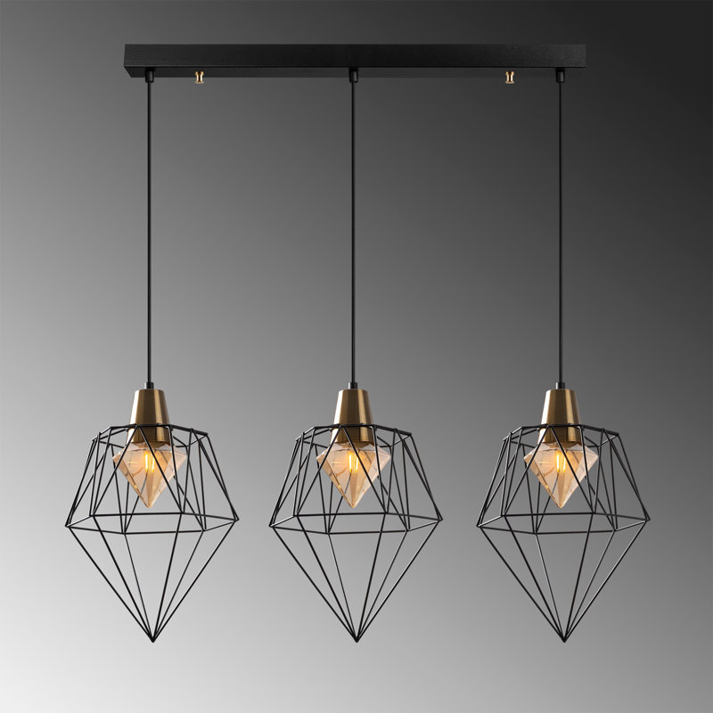 Luminaire suspendu géométrique à 3 lumières pour îlot de cuisine Manitoba