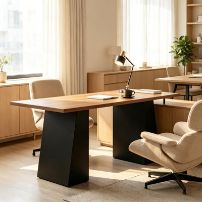 Bureau d'ordinateur contemporain, bureau moderne, table d'écriture élégante avec surface spacieuse (seulement 1 bureau d'ordinateur)