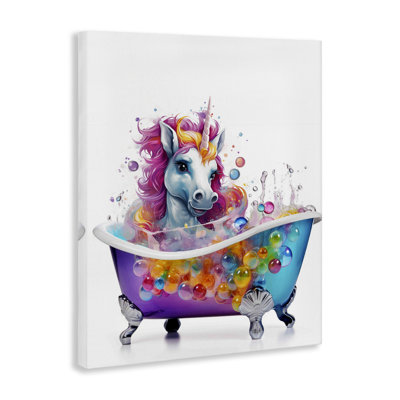 «Rainbow Bubbles Unicorn», art mural sur toile par Mary Cunningham