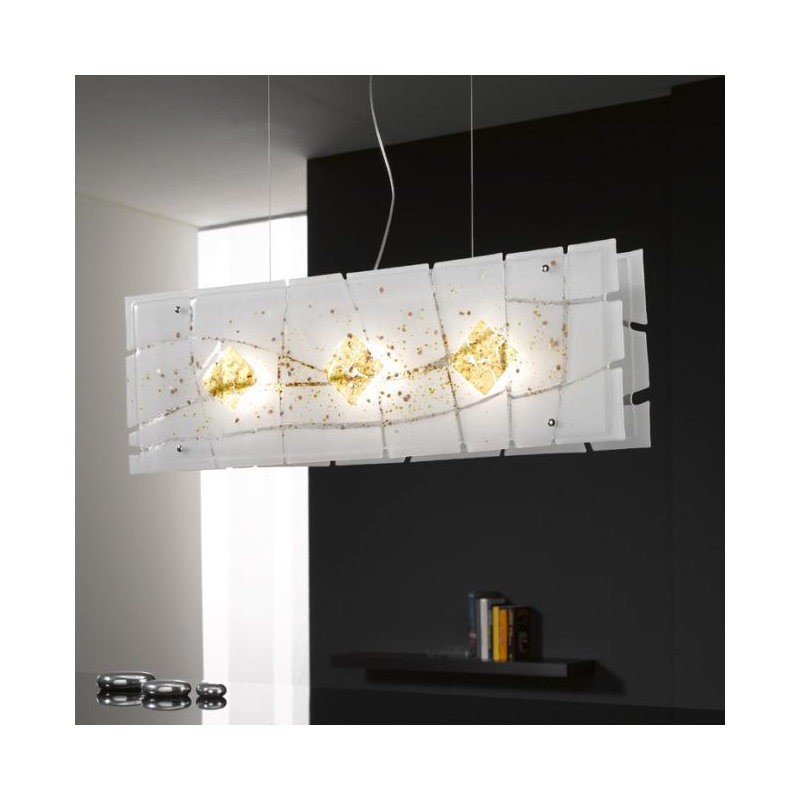 Frame 3 - Light White Kitchen Island Pendant, Clear and white