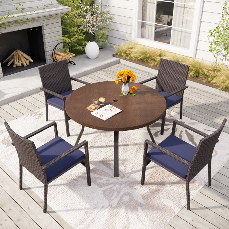 Alyah Rectangular 4 - Person 44" Long Dining Table with Cushions