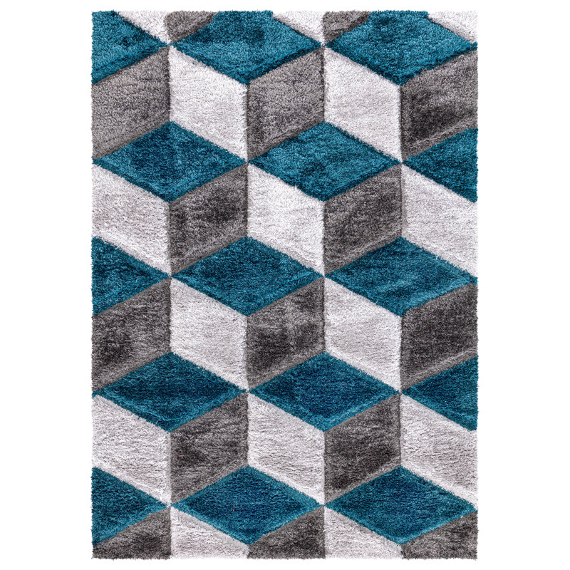 Shaggy Rug Emerald Large Living Room Carpet & Extra Long Hallway Runner Modern Geometric Non Slip Bedroom Area Rug