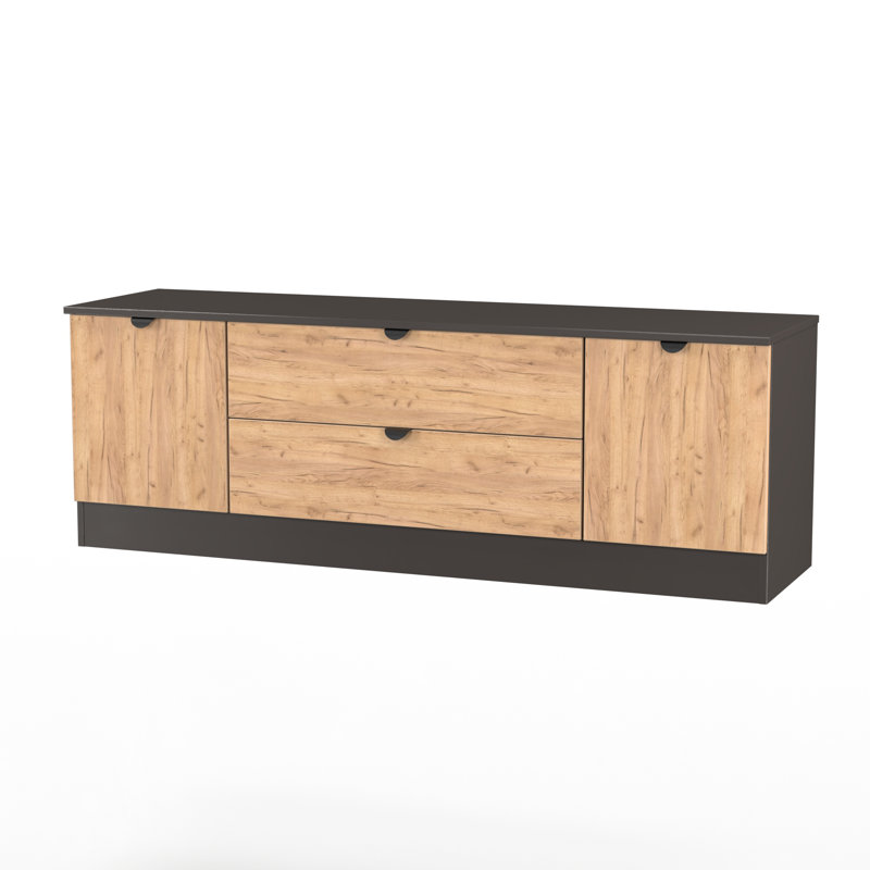 Bernan Unfinished TV Stand for TVs up to 65", Natural/Black