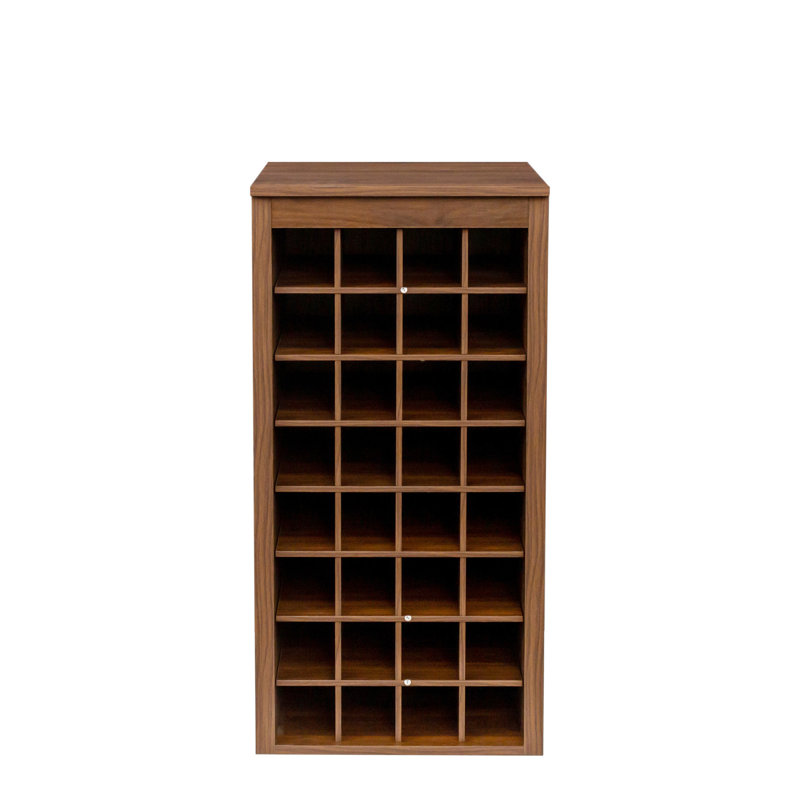 Buffet 32 bouteilles en noyer brun modulaire - armoire peu encombrante pour finition 32 bouteilles