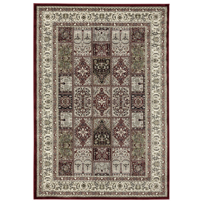 Tapis décoratif rouge/crème devansh, Rectangle 6 pi 9 po x 9 pi 6 po