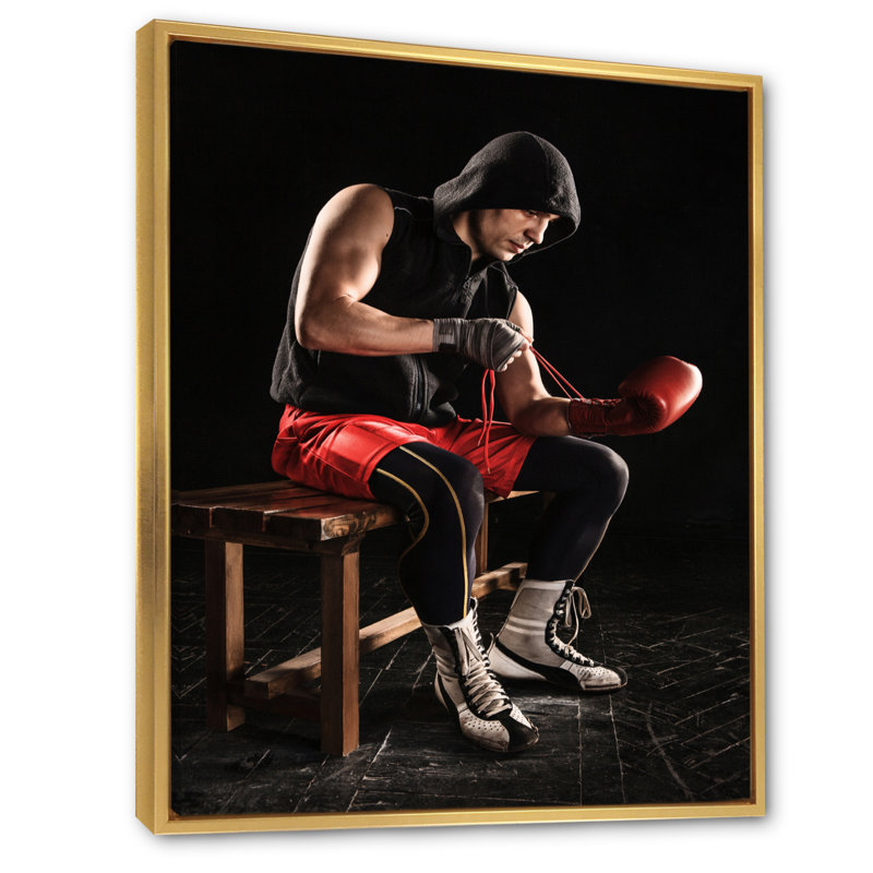 Martial Arts Combat Warrior IV sur toile, H 32 po x l 16 po x P 1 po, Cadre flottant doré