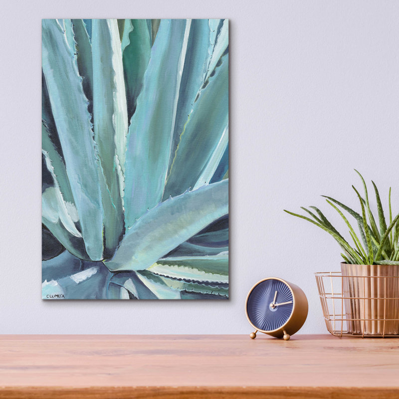 «Blue Agave» par Alana Clumeck - peinture sans cadre, H 16 po x l 12 po x P 0,13 po