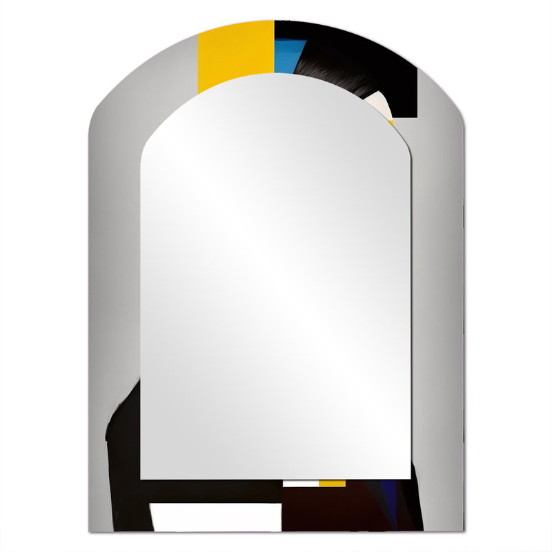 Cubist Profile In Yellow And Black - Modern Woman Asymmetrical Shapes - Glam Large Wall Mirror, 34'' x 25''