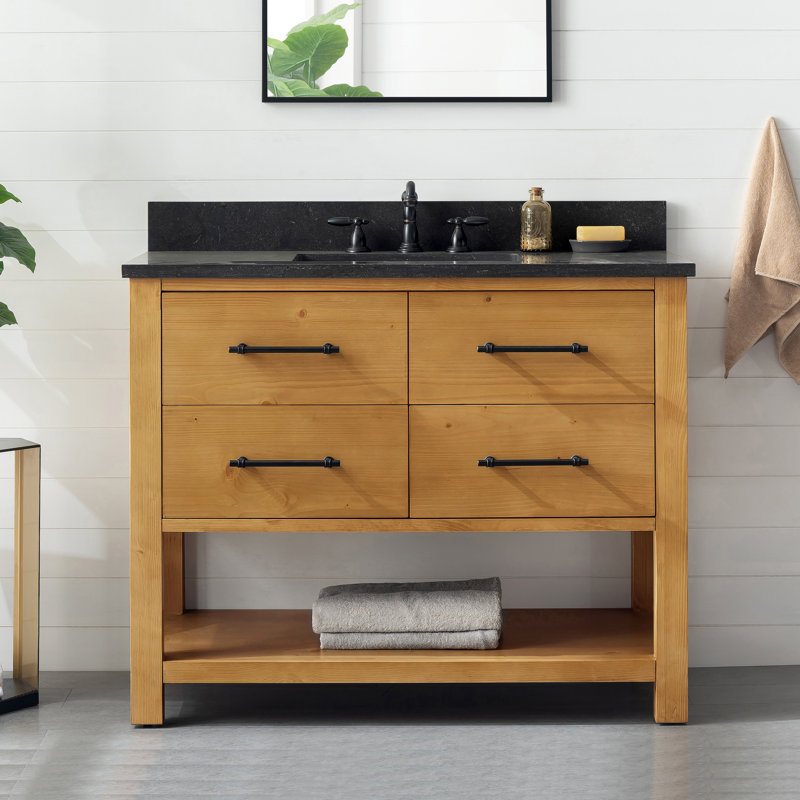 Ensemble de meuble-lavabo simple 42 po Keri, Naturel / Noir antique