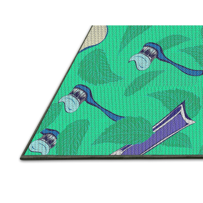 Tapis vert / mauve Power Loom, Rectangle 4 pi x 6 pi