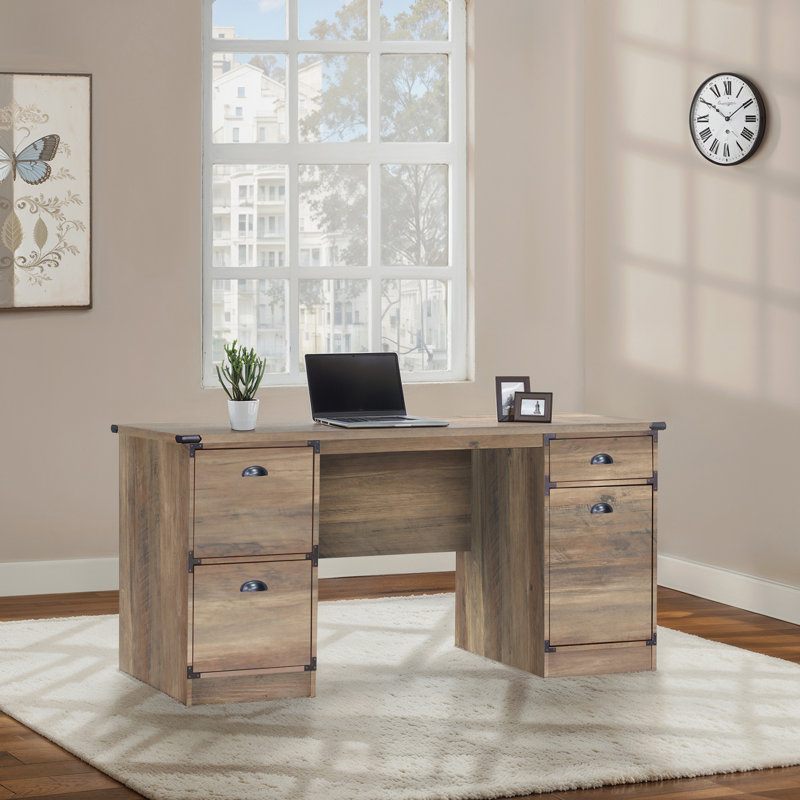Coppola 61.4'' W Rectangle Executive Desk, Rustic Oak