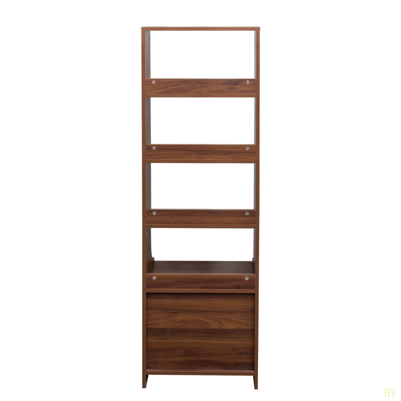 Table de chevet avec bibliothèque, table de chevet avec 2 tiroirs de rangement pour la chambre à coucher, Brun