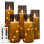 Ensemble de bougies colonne sans flamme à DEL, bougies scintillantes à piles avec minuterie et guirlandes lumineuses intégrées (ensemble de 5)-131254059