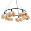 Lustre moderne à 6 lumières avec globes en verre ambré Linebeautorable, hauteur réglable de 19,7 à 84,7 po, structure en métal noir mat, base E12 pour îlot de cuisine de salle à manger