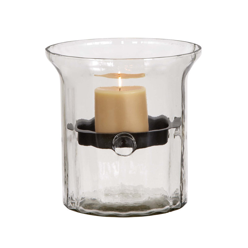 Verre et métal ouragan Babson Park, H 12 po x l 9 po x P 9 po, Transparent
