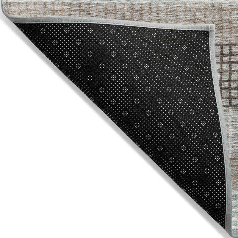 Tapis intérieur lavable rayé rond 8 'taupe et ivoire 8'
