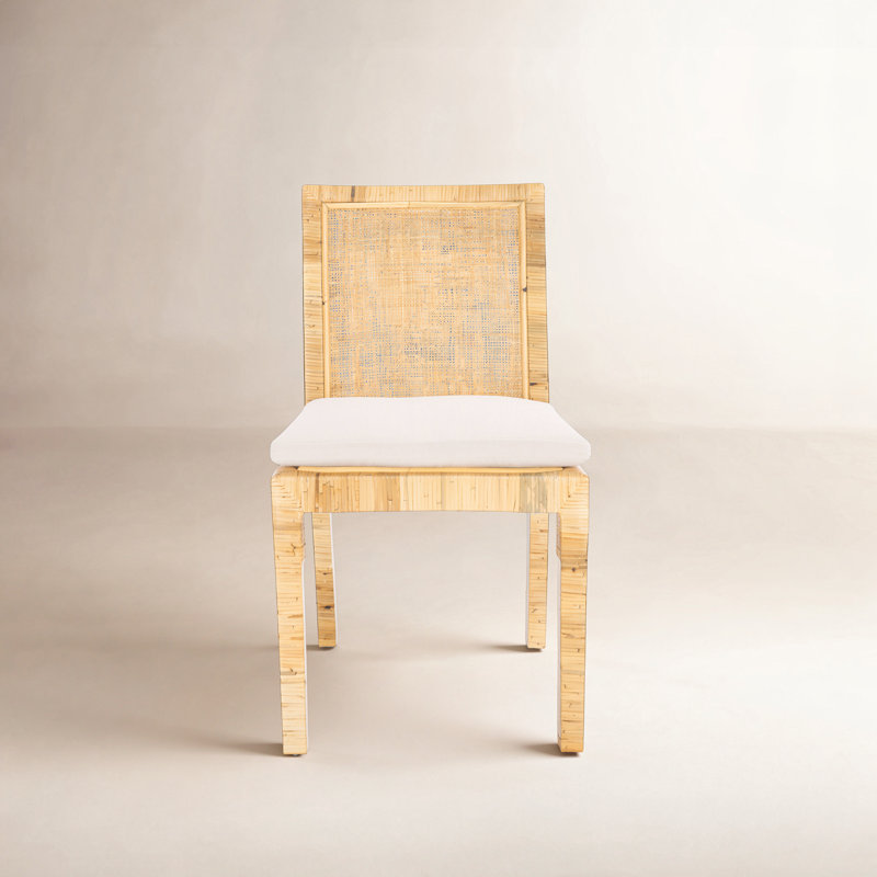 Elaina Woven Side Chair, White, Natural