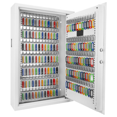144-Key Steel Security Cabinet with Digital Keypad and Wall-Mount Design in White