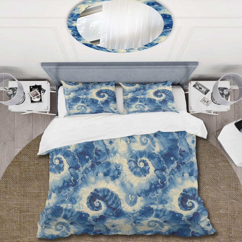 Ensemble de housse de couette Shibori Blue V, Housse de couette très grand et 2 très grandes t