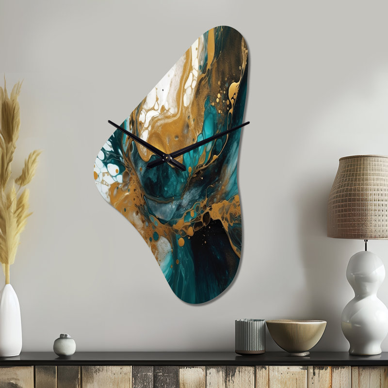 Yanai - Grande horloge murale turquoise - forme unique, Grand