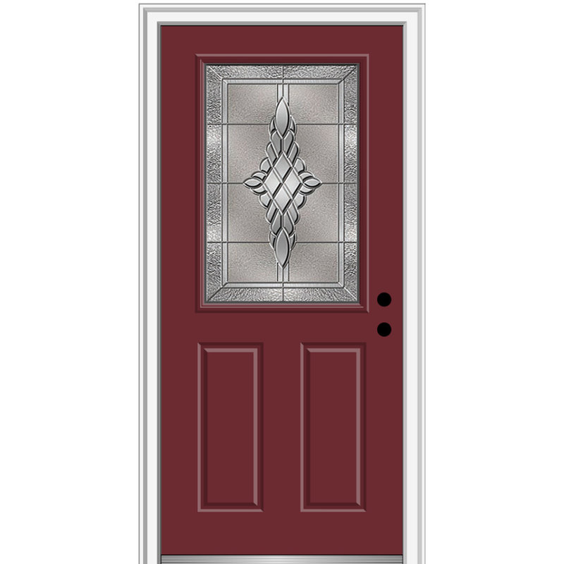 Porte d'entrée pré-suspendue en fibre de verre 1/2 panneau 2 panneaux Grace Grace, H 80 po x l 34 po x P 1,75 po