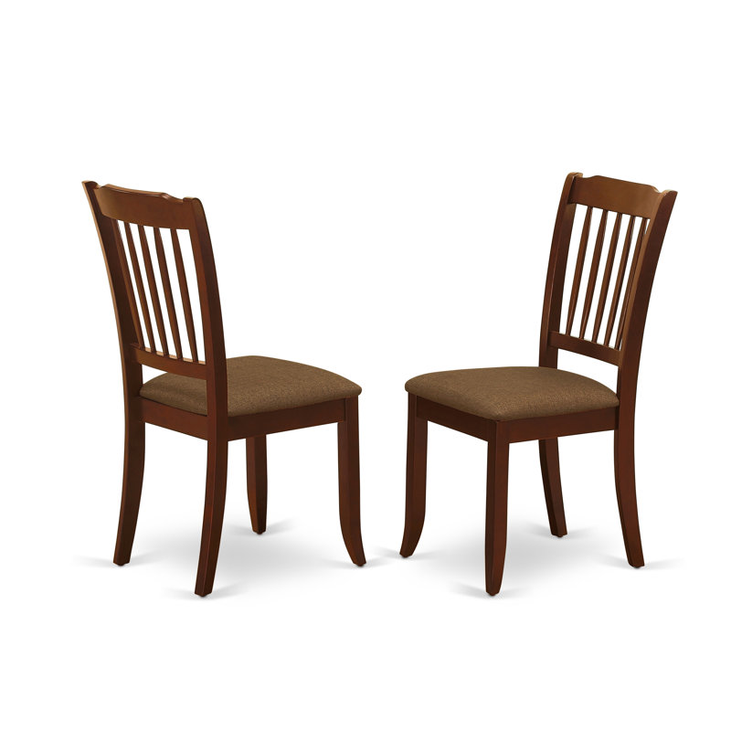 Kollman Extendable Rubberwood Solid Wood Dining Set, Linen Fabric, Mahogany, 9 Pieces: Table, 8 Chairs