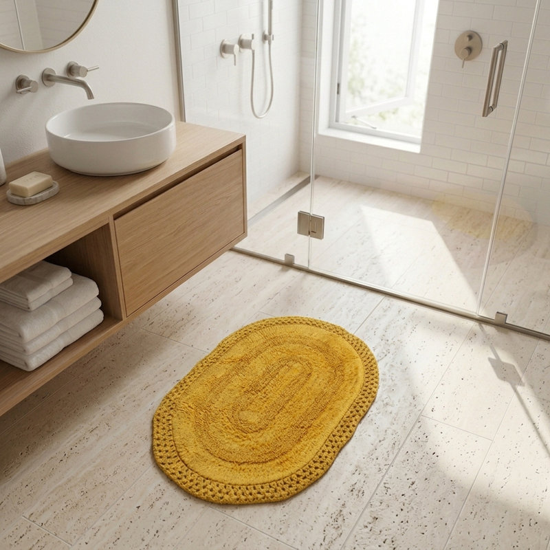 Adiraica 100% Cotton Bath Rug, Yellow
