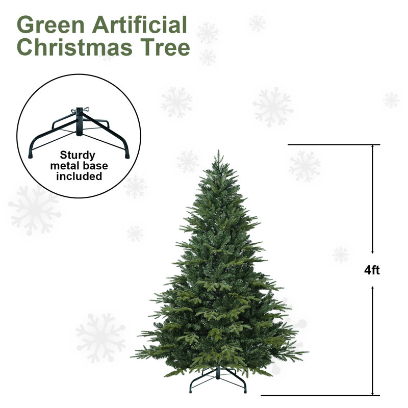 Arbre de Noël artificiel à charnière naturel non éclairé, 4"