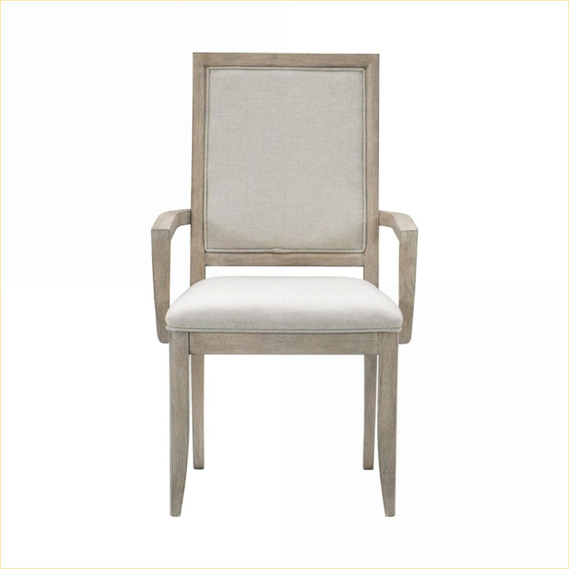 Ensemble de 2 chaises de salle à manger rembourrées pour adultes, cadre en bois massif gris clair et blanc cassé