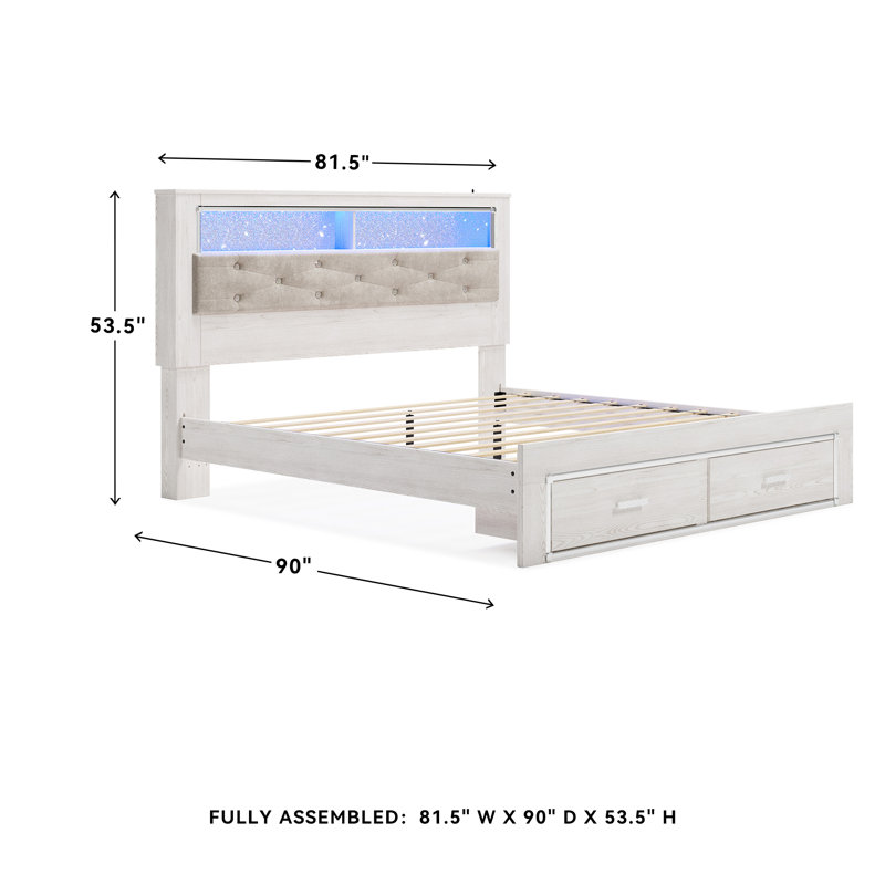 Beamond Upholstered Bookcase Bed, King