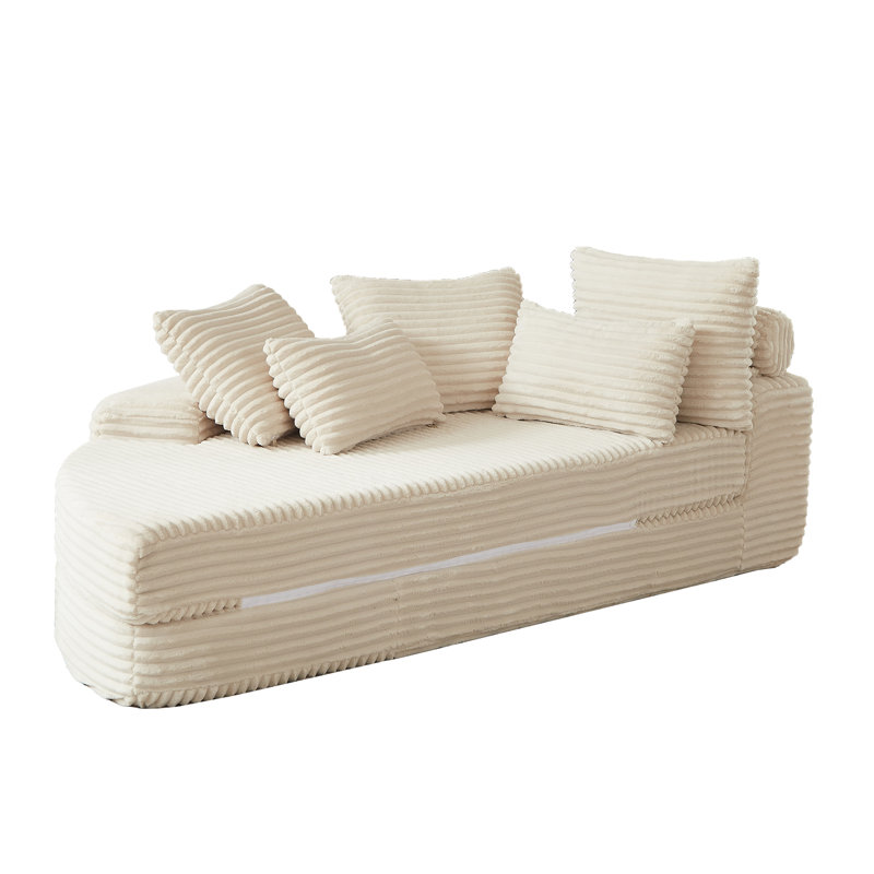 Chaise longue rembourrée, Orienté à gauche (vu de face), Beige