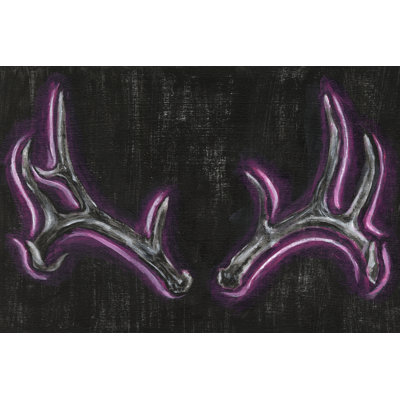 Neon Antlers I 1 Piece Wrapped Canvas Wall Art
