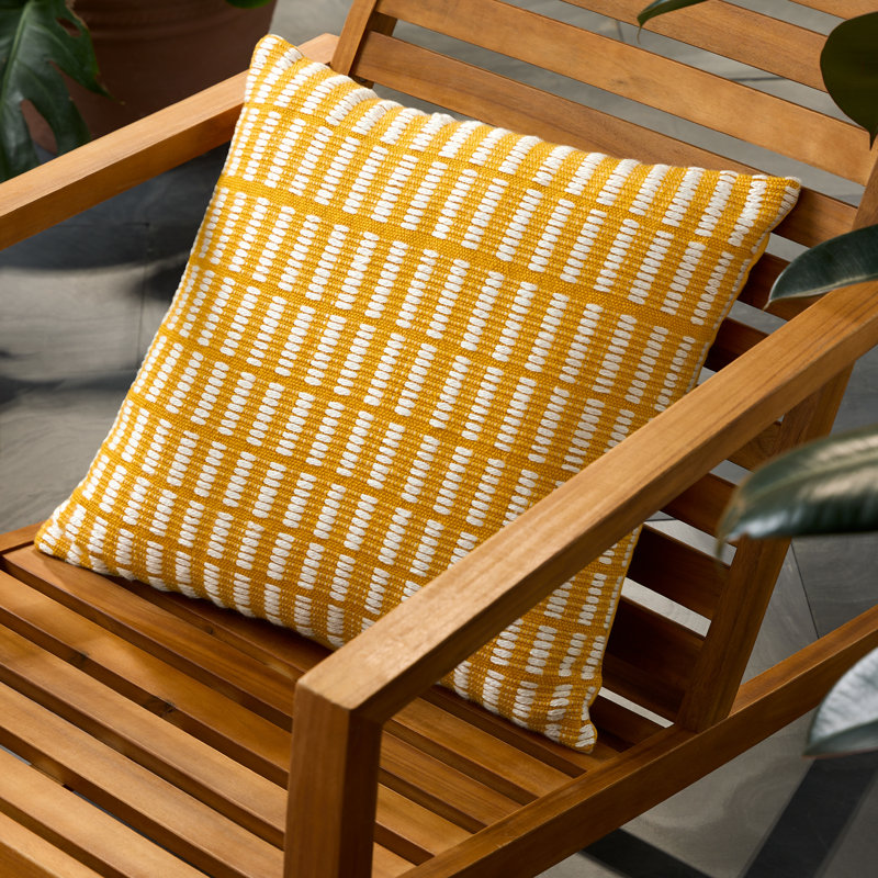Coussin décoratif intérieur / extérieur T Town & Country Terra Alara , Carré H 20 po x l 20 po, Géométrique ivoire / jaune