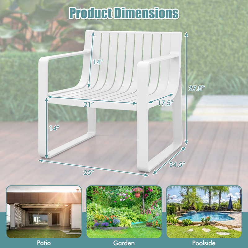 Ensemble de 4 chaises d'extérieur en plastique résistantes aux intempéries, Blanc