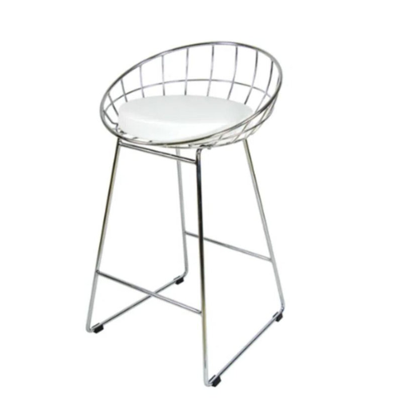 Luther Metal Frame Counter Stool, White, Chrome