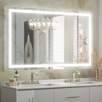 Martrez Frameless LED Lighted Bathroom / Vanity Mirror with Brightness Adjustable, Memory Function, Anti-fog