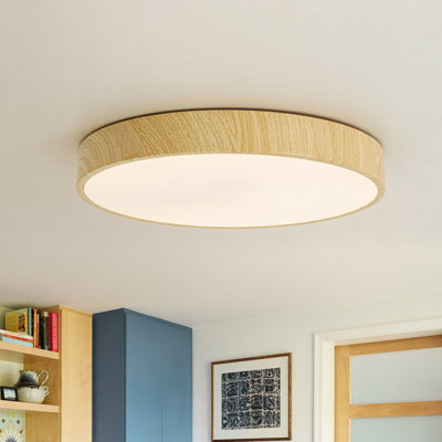 Plafonnier encastré à DEL moderne en simili bois à intensité variable