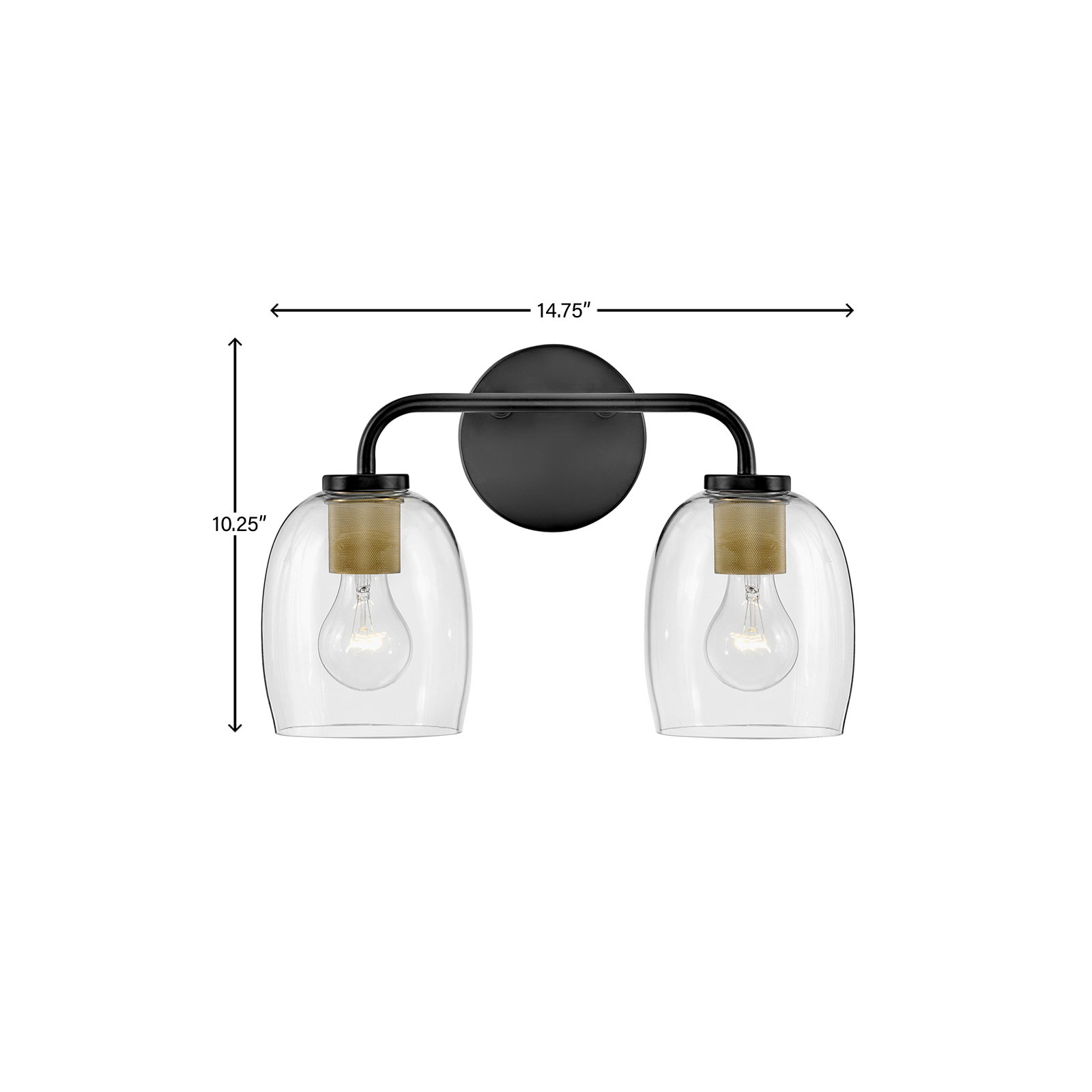 Jed 2 Light Dimmable Vanity Light, Black