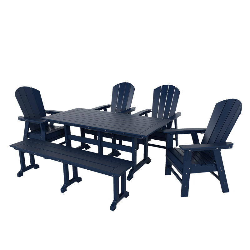 Ensemble de salle à manger rectangulaire pour 6 personnes 71 po Laguna, Bleu marine