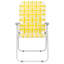2 pièces Tube en acier PP à sangle 120Kg Chaise de plage pliante bande jaune et blanche