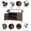 Îlot de cuisine extérieur, table de barbecue d'extérieur en bois massif avec plateau en acier inoxydable, pour cuisine et barbecue-113606395
