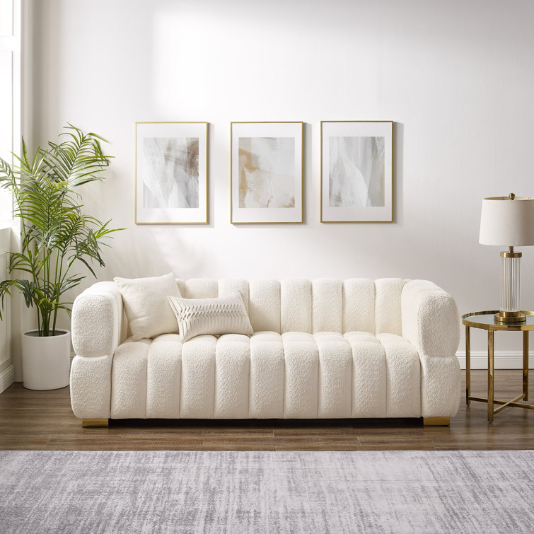 Marceil Elegant Waffle Shape Sofa, Modern Comfortable Couch (incomplete box 2 of 2 only)