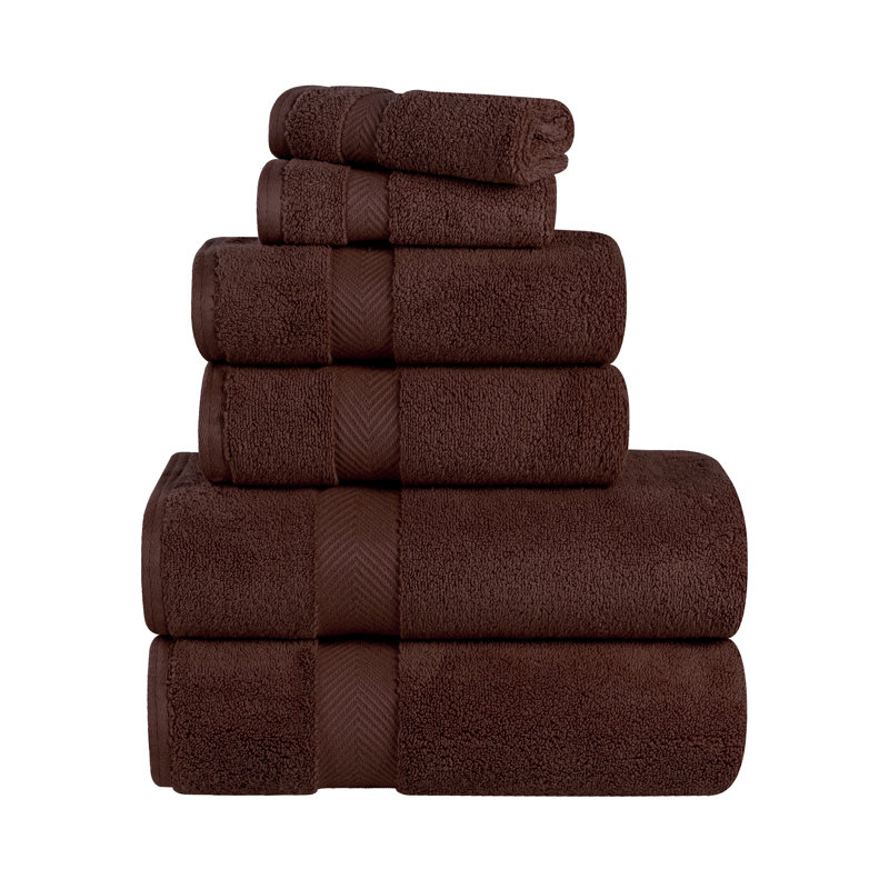 Ensemble de serviettes 100% coton ultra doux 6 pièces Hamachi, Espresso, 6 Piece Towel Set