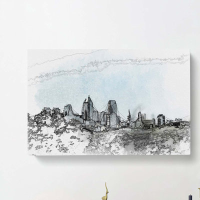 Philadelphia Skyline in Abstract - Wrapped Canvas Drawing - Wrapped Canvas