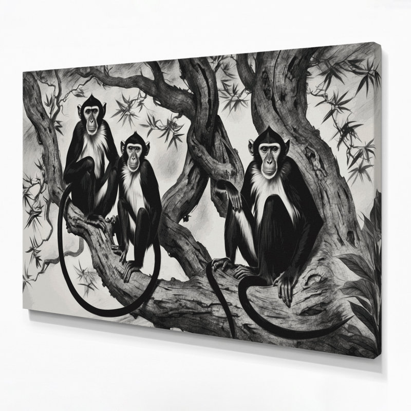 Faune, art mural sur toile gris et noir, H 24 po x l 36 po