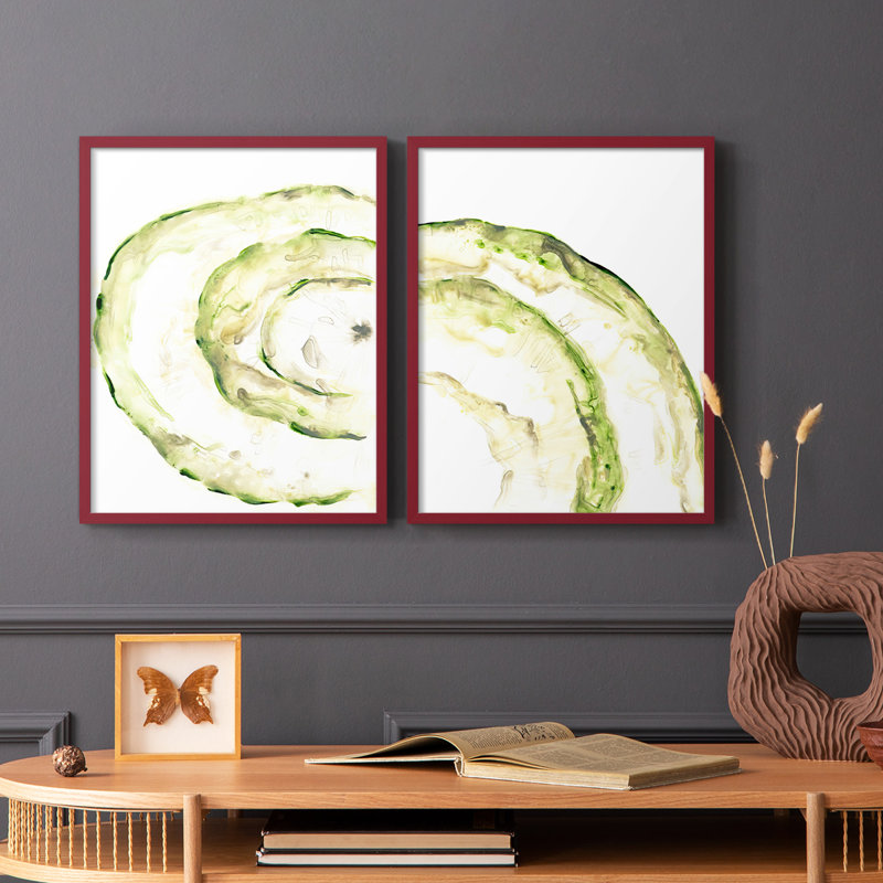 Reproduction encadrée Lichen Halo V-Premium - prête à être accrochée - aucun clou requis - aucun clou requis, Rouge